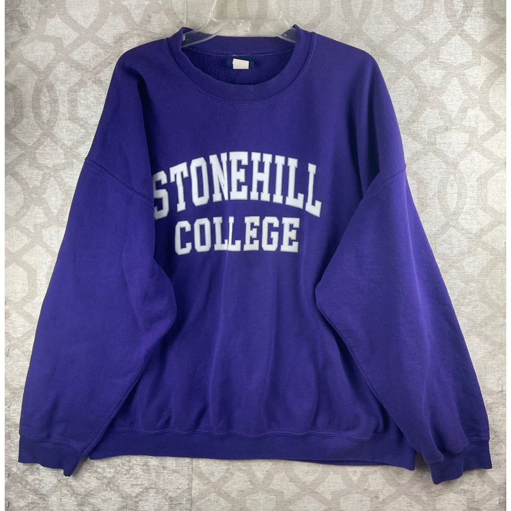 MV Sport Stonehill College Unisex 2XL Purple Collegiate Sweatshirt Cotton Blend